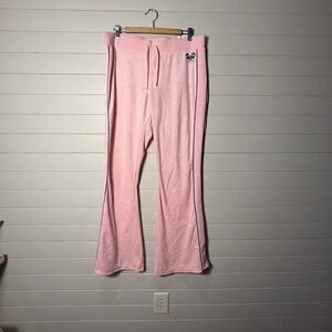 Juicy Couture Cotton Velour Pant XL Pink Pickleball Logo Flare Track‎ Pants NWT